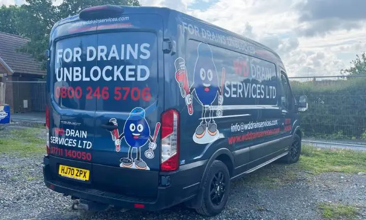 WD Drain Services vehicle ready for an urgent drainage visit